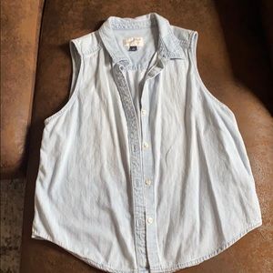 Universal Thread baby blue denim button up tank.